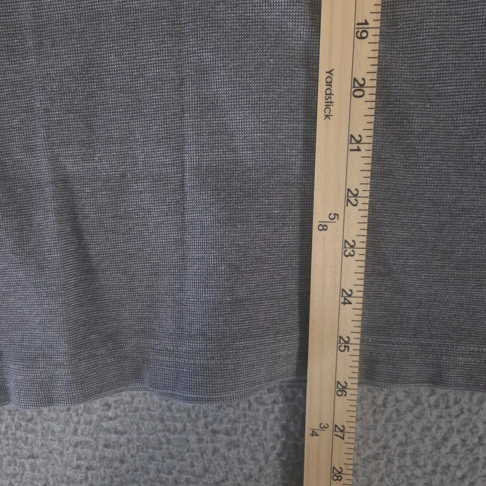 Banana Republic Sweater Men Large Grey Blue Striped 100% Cotton Quarter Zip Knit